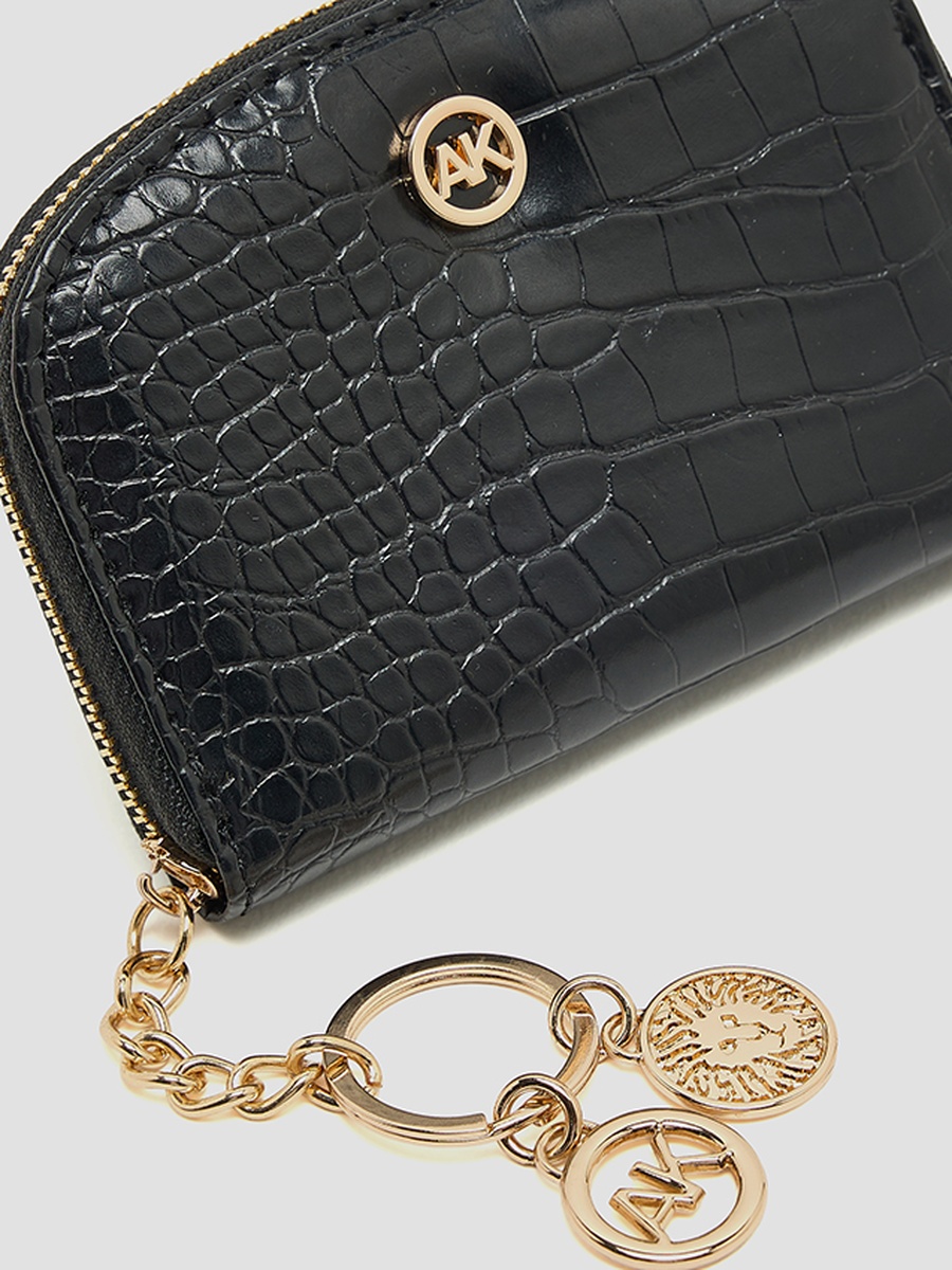 Croc Textured Zip-Around Card Holder