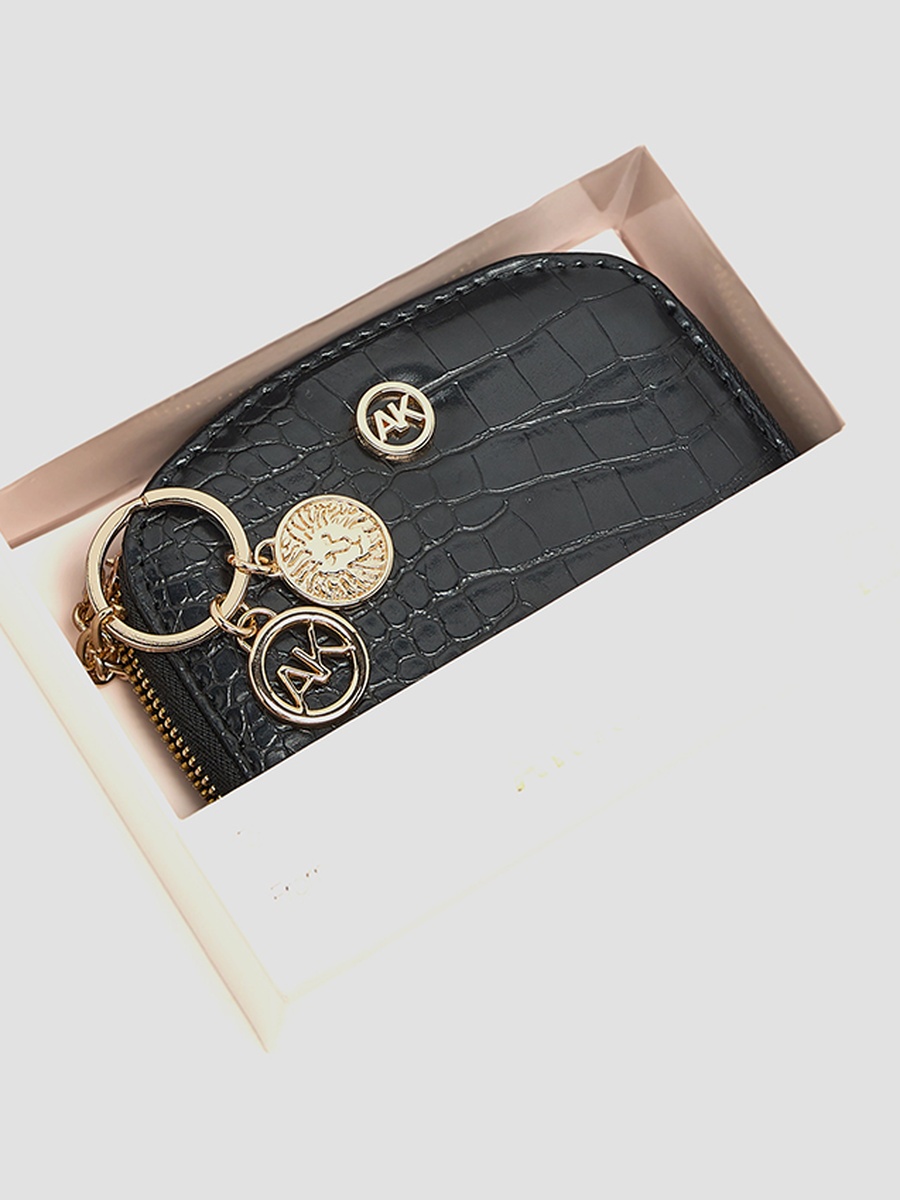 Croc Textured Zip-Around Card Holder