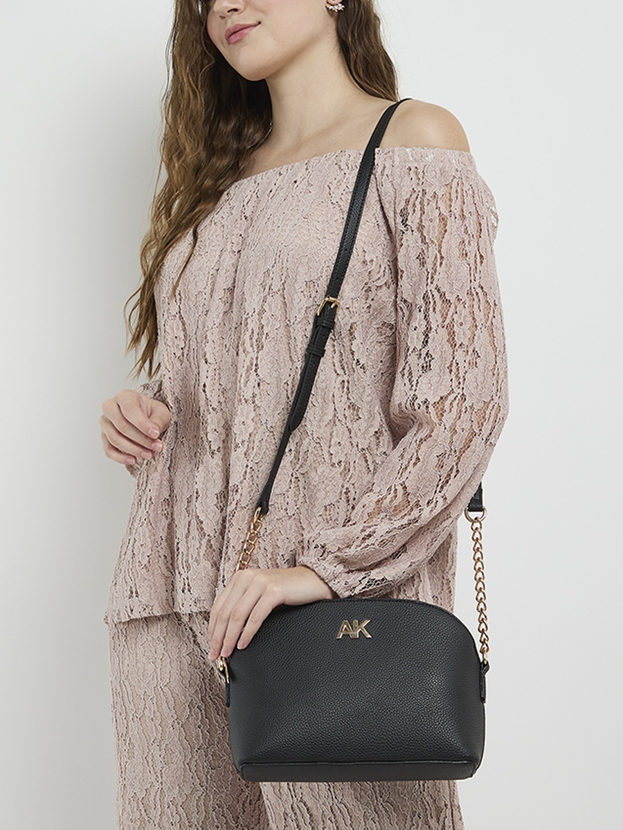 Textured Zippered Crossbody Bag