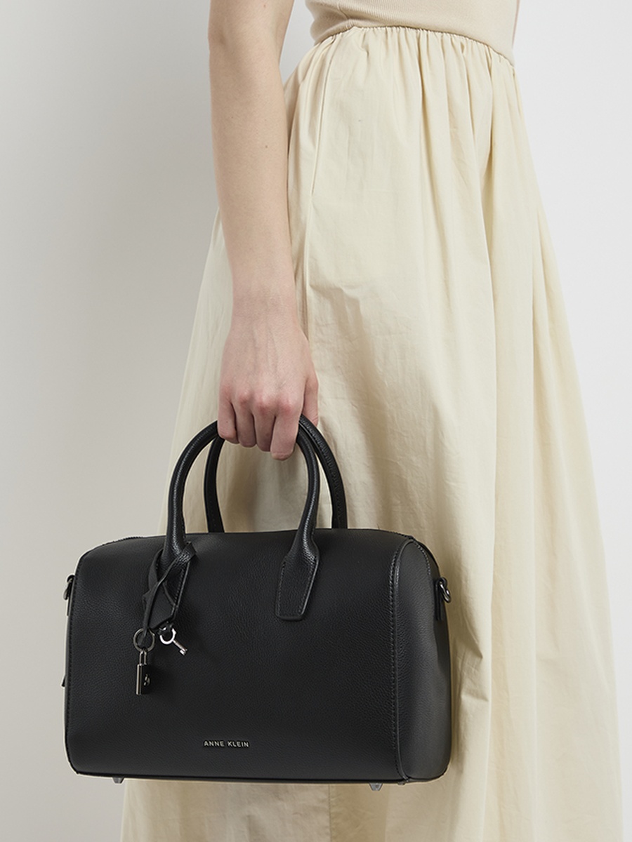 Textured Zippered Satchel Bag