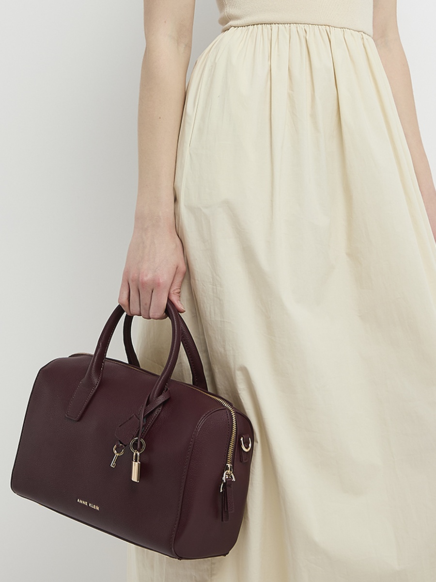 Textured Zippered Satchel Bag