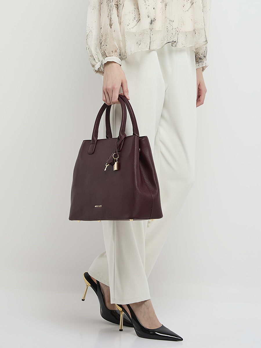 Textured Zippered Satchel Bag