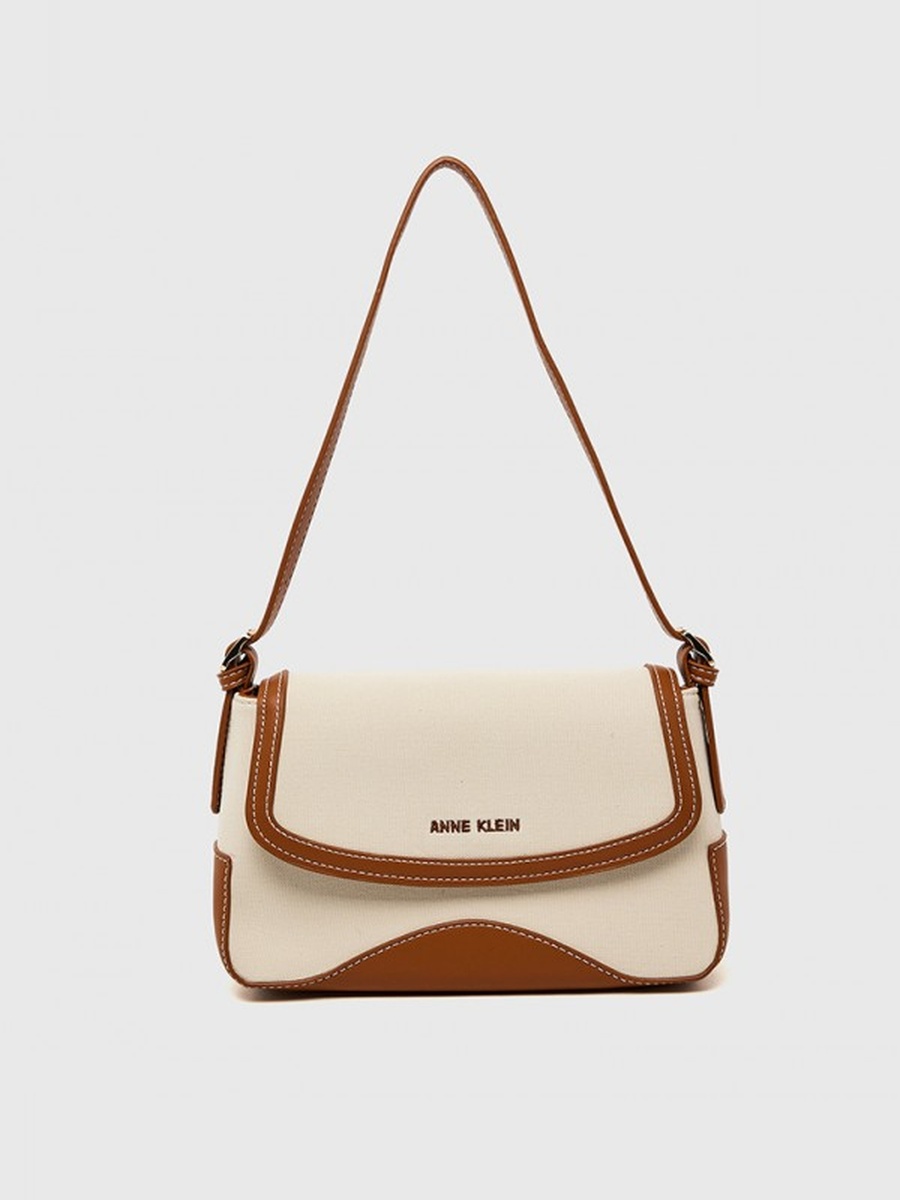 Contrast Trim Flap Shoulder Bag