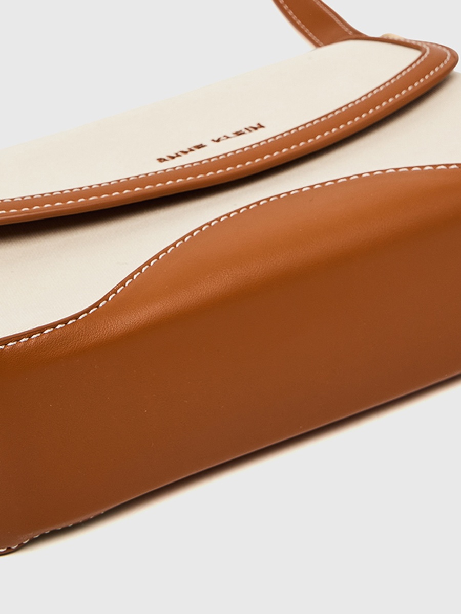 Contrast Trim Flap Shoulder Bag