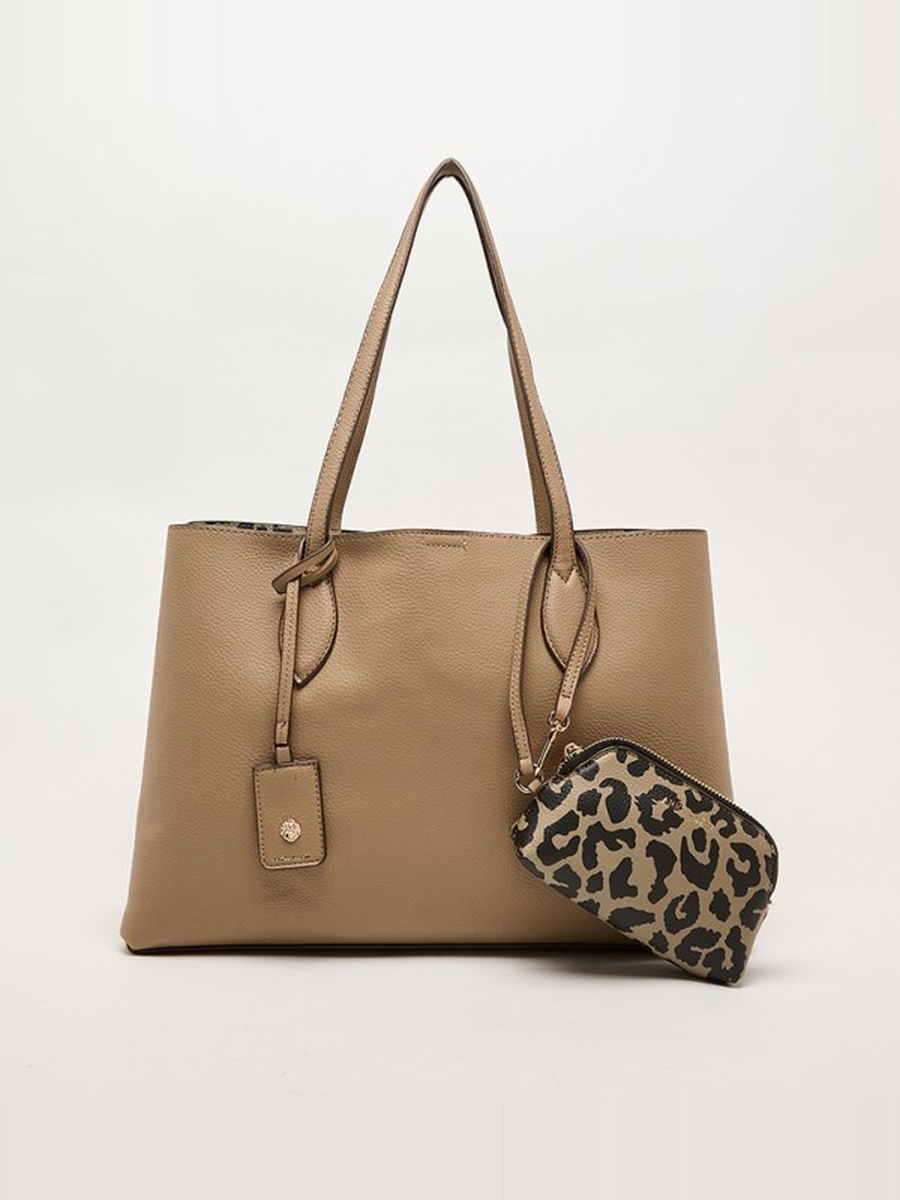 Textured Tote Bag with Purse