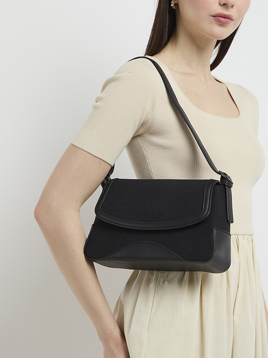 Contrast Trim Flap Shoulder Bag
