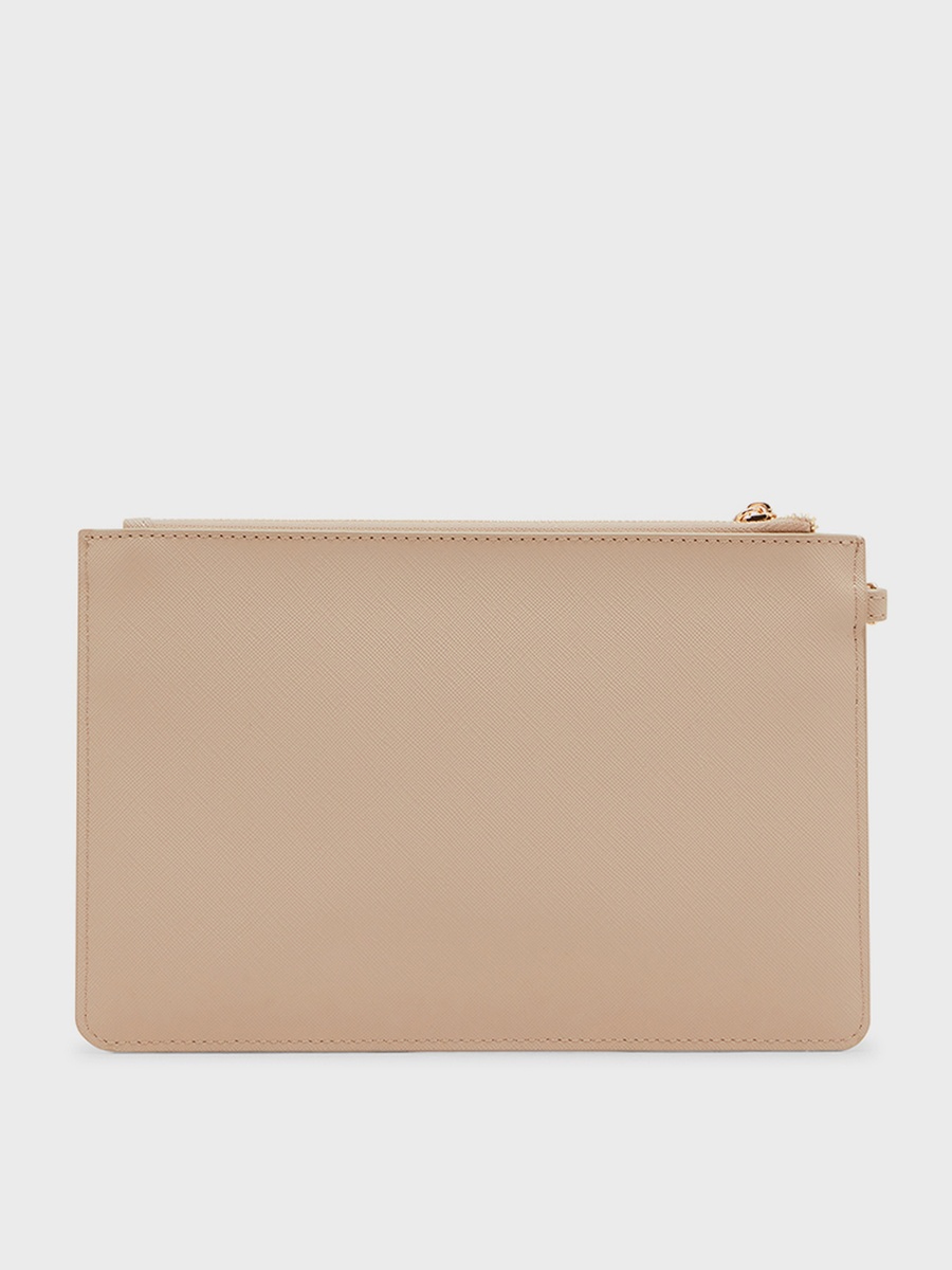 Textured Zip-Closure Clutch Bag