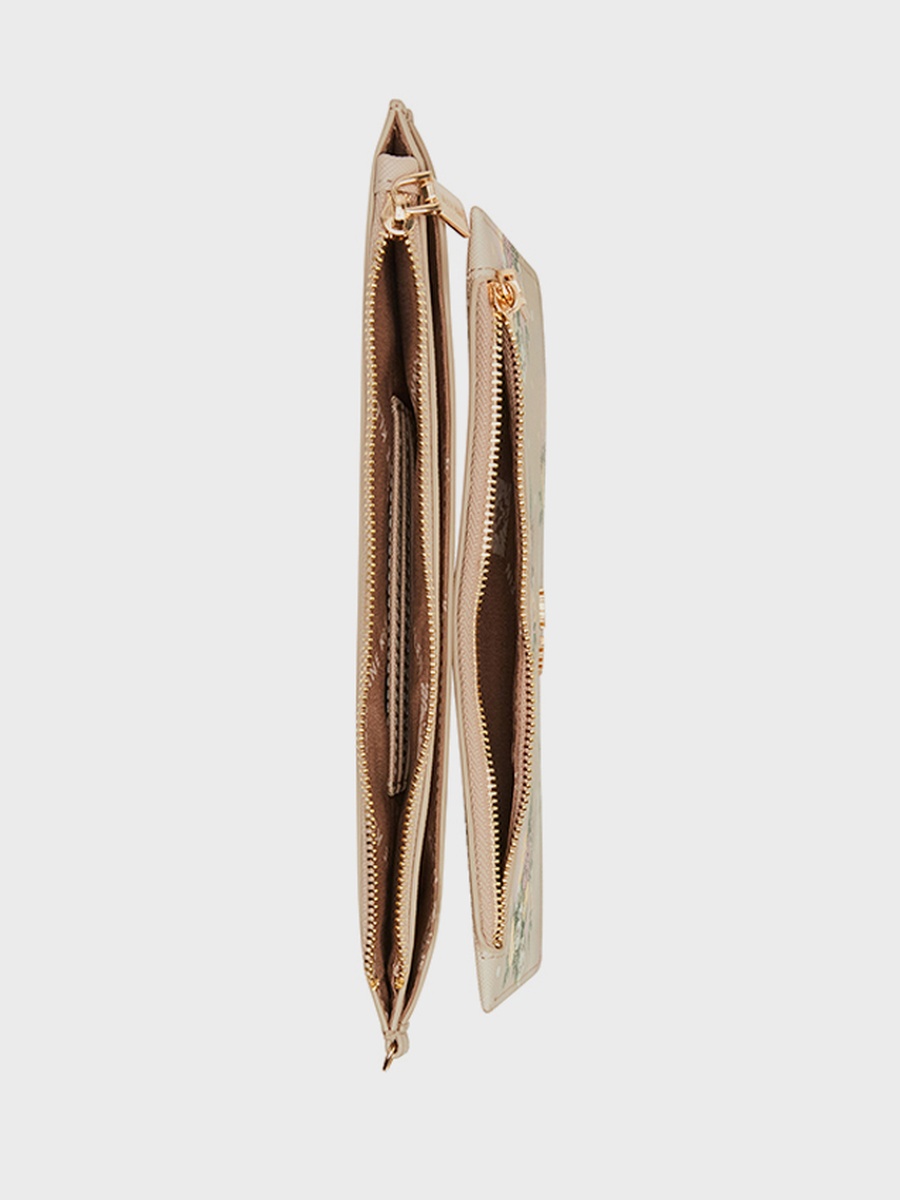 Textured Zip-Closure Clutch Bag