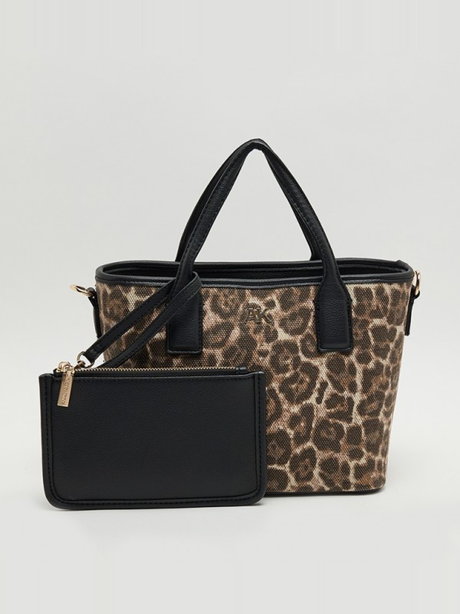 Leopard Printed Satchel Bag Set