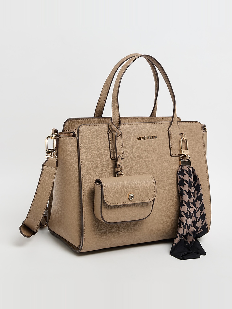 Textured Scarf Detail Satchel Bag