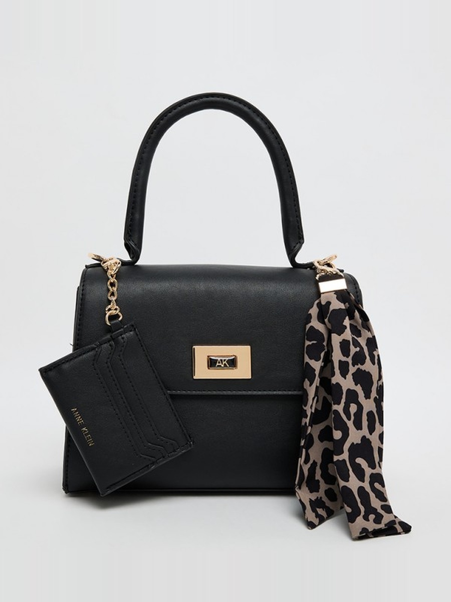 Logo Metal Scarf Detail Top Handle Bag