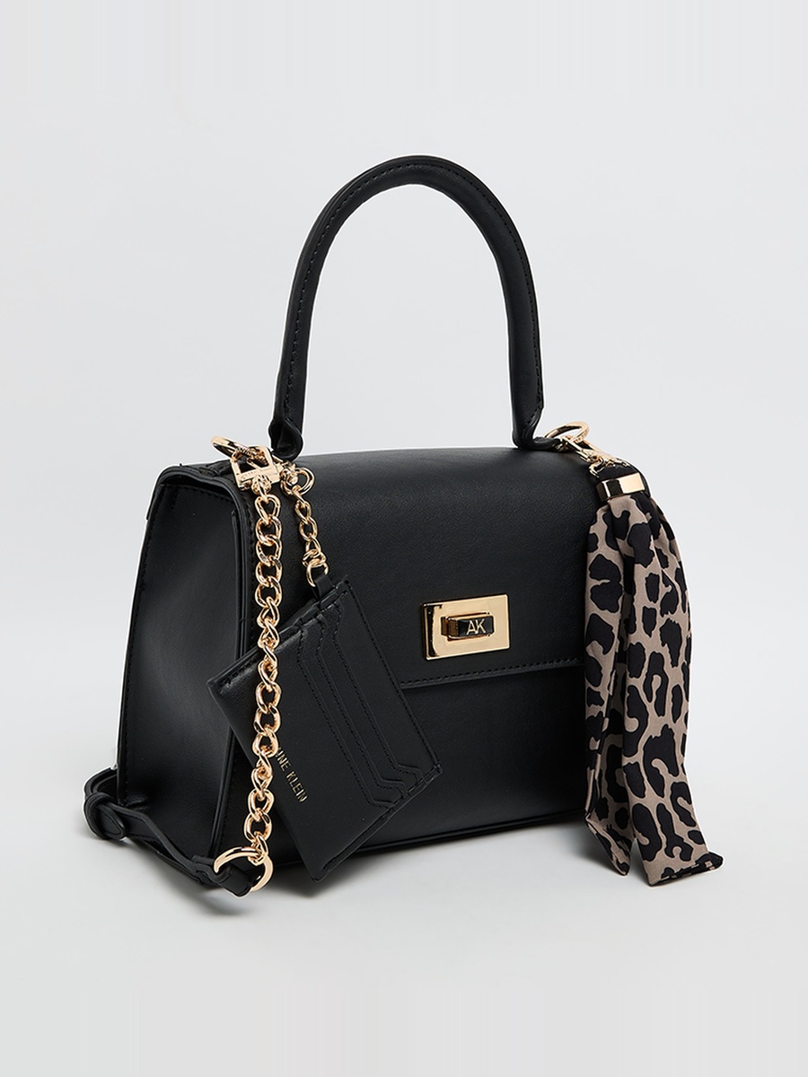 Logo Metal Scarf Detail Top Handle Bag