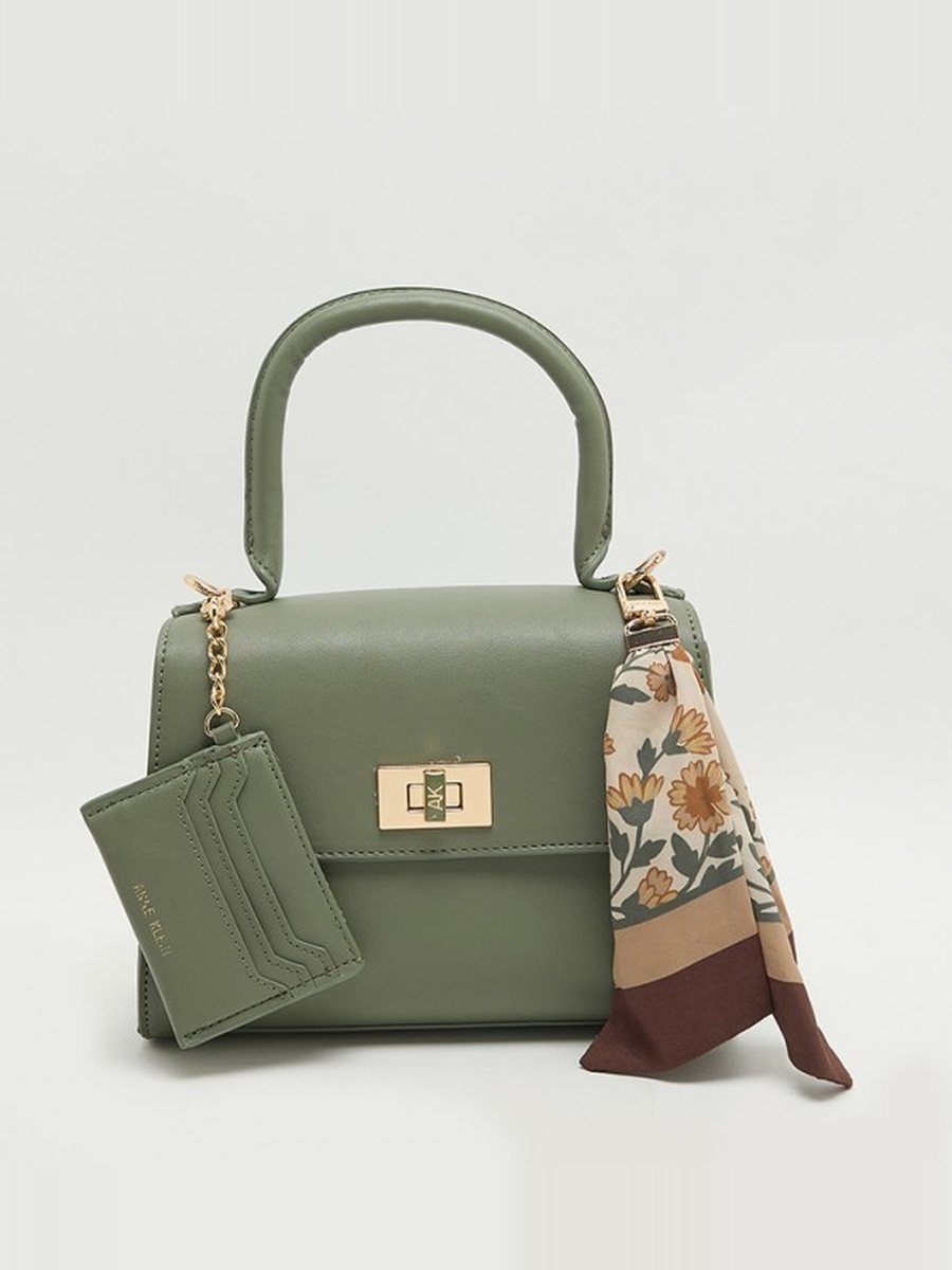 Logo Metal Scarf Detail Top Handle Bag