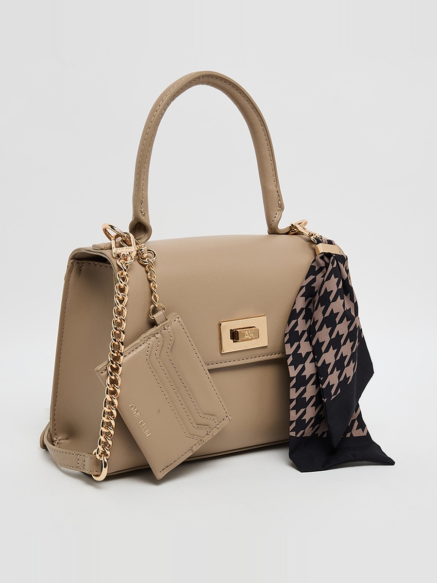 Logo Metal Scarf Detail Top Handle Bag