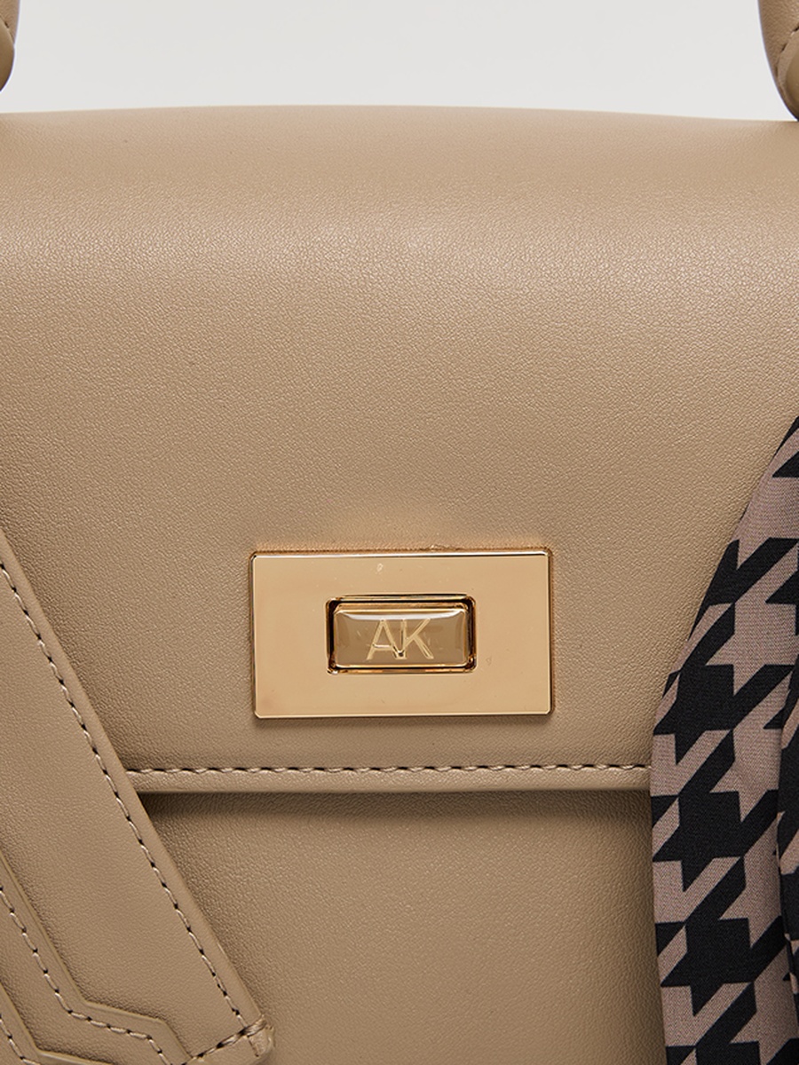 Logo Metal Scarf Detail Top Handle Bag