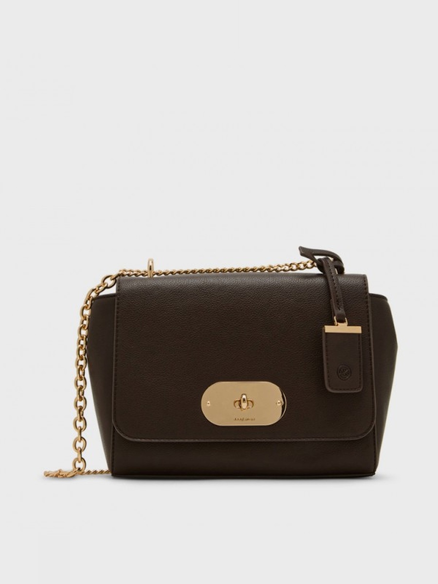 Textured Twist-Lock Shoulder Bag