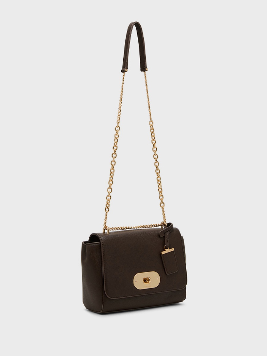 Textured Twist-Lock Shoulder Bag