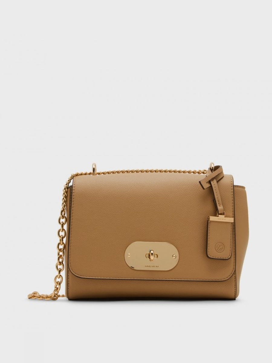 Textured Twist-Lock Shoulder Bag