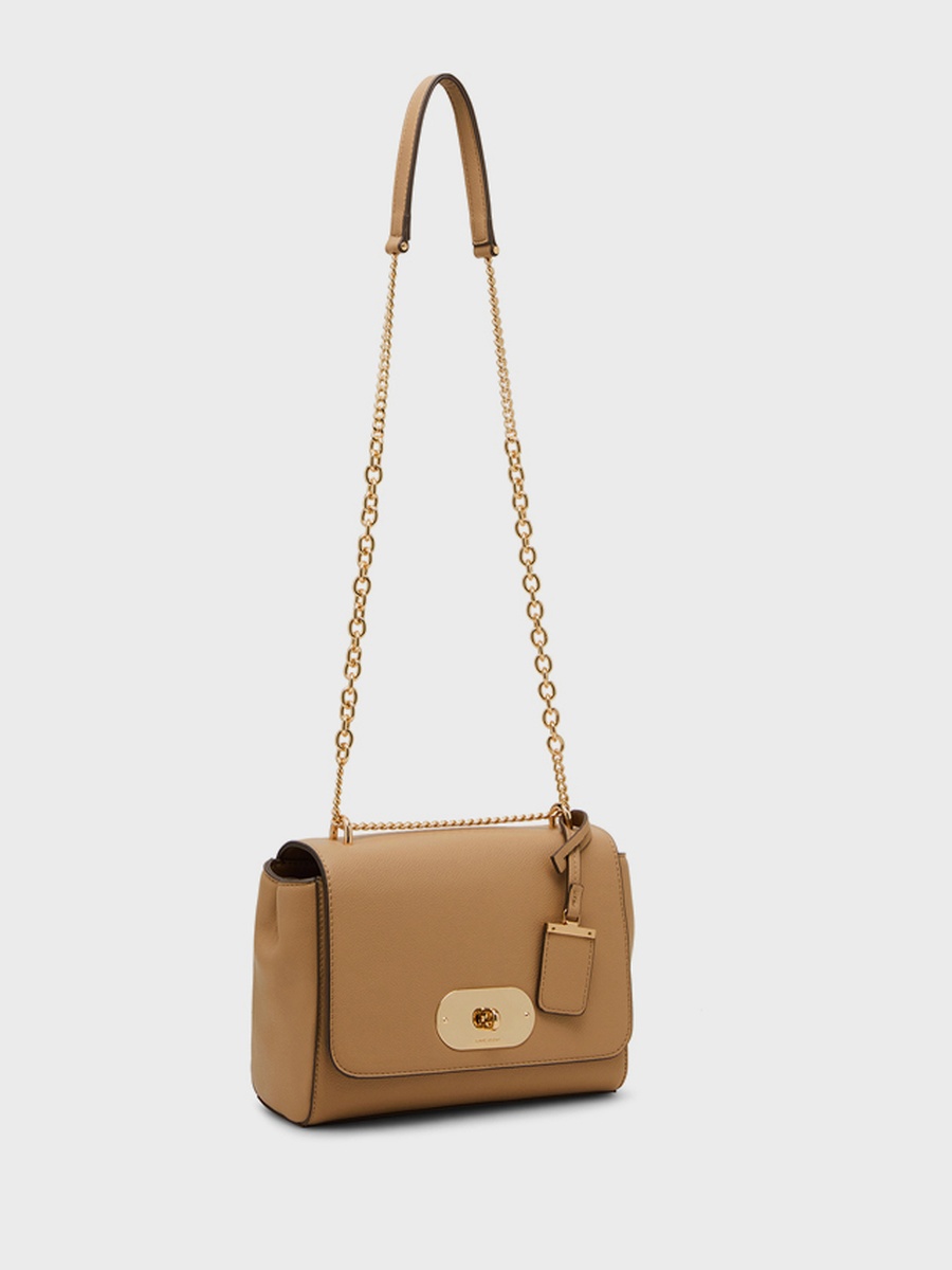 Textured Twist-Lock Shoulder Bag