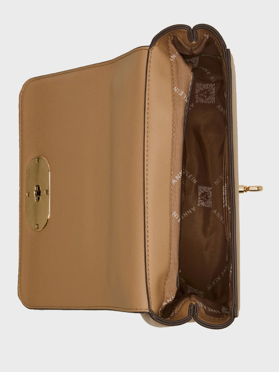 Textured Twist-Lock Shoulder Bag