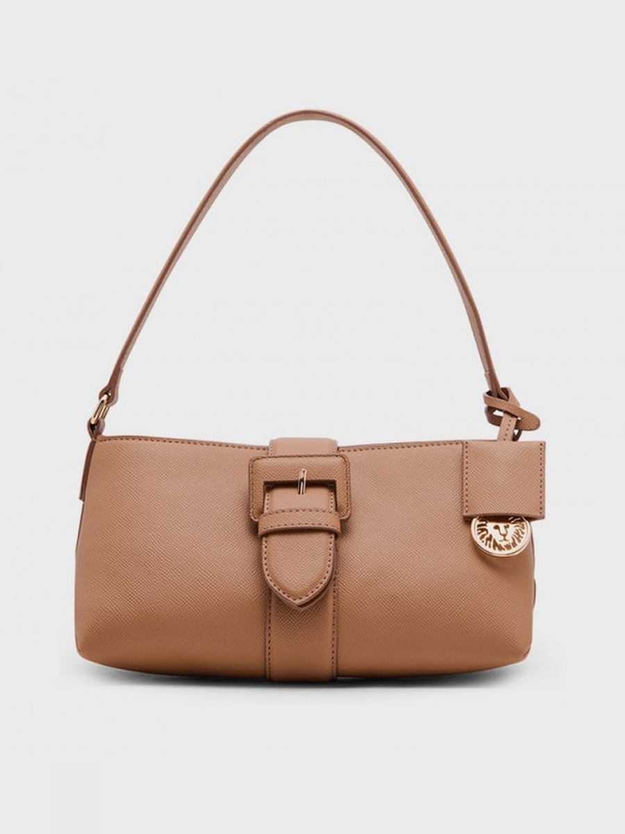 Textured Buckle Detail Shoulder Bag