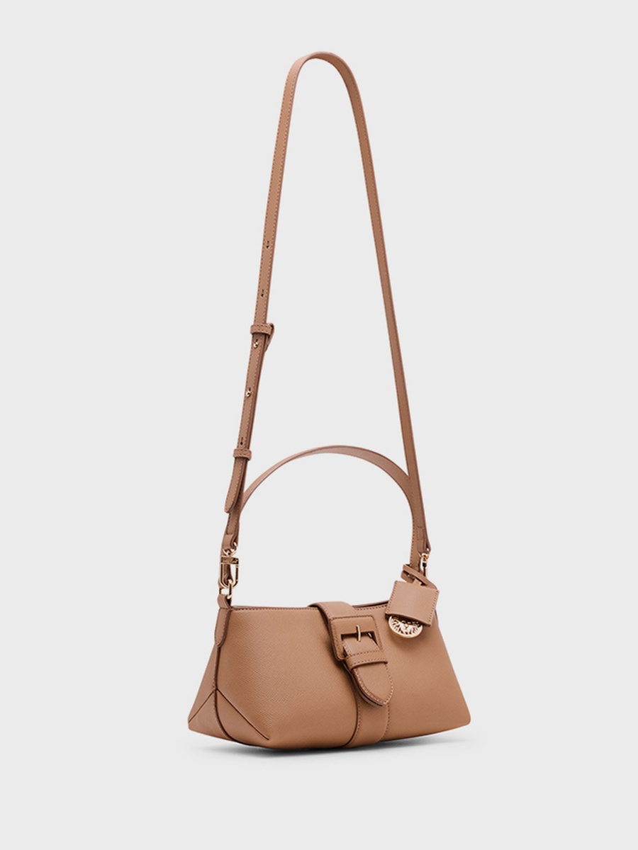 Textured Buckle Detail Shoulder Bag