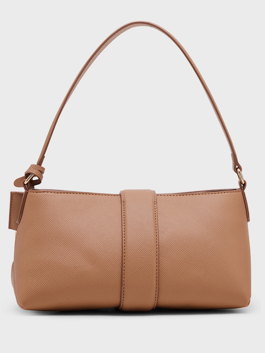 Textured Buckle Detail Shoulder Bag