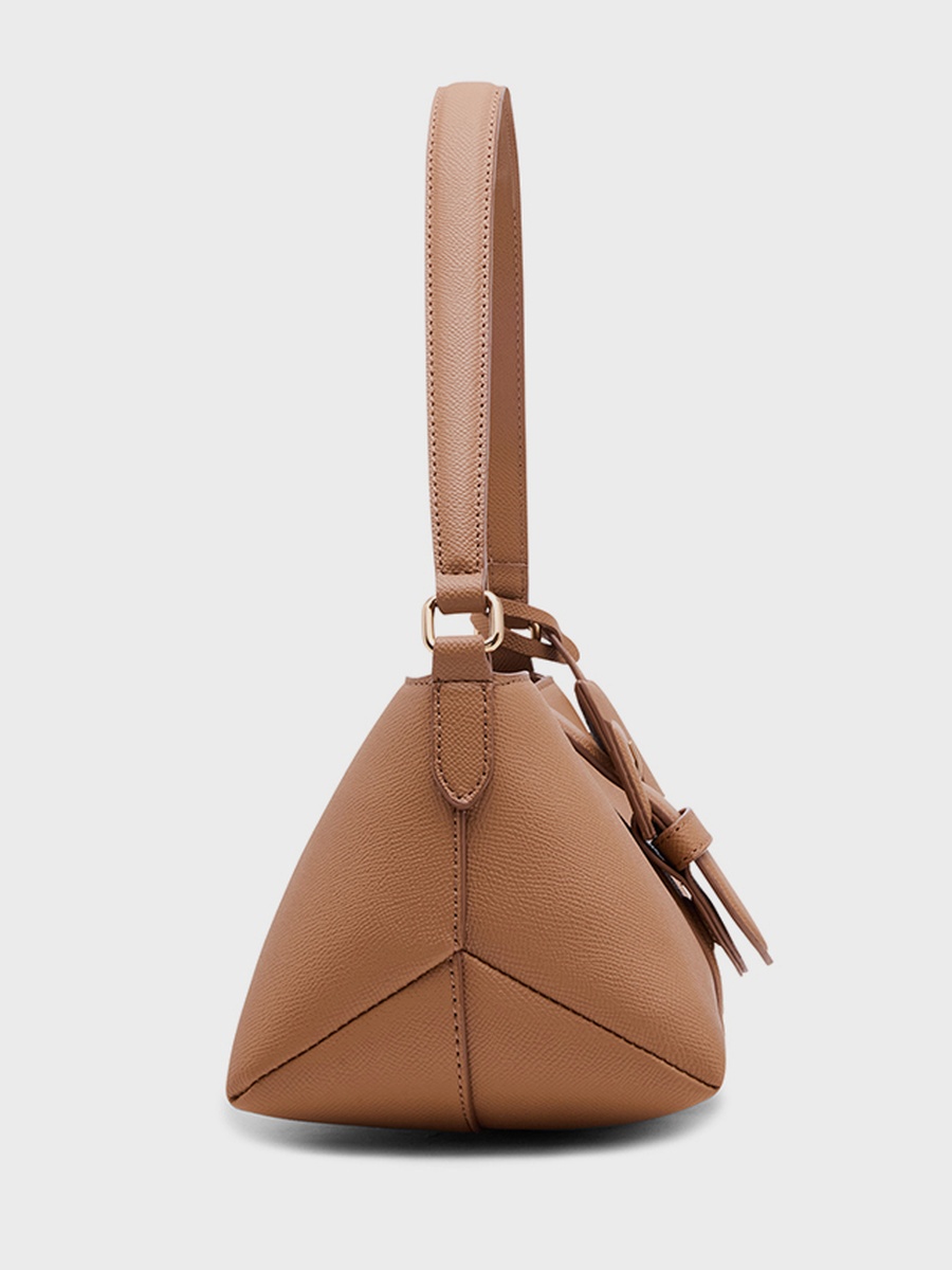 Textured Buckle Detail Shoulder Bag
