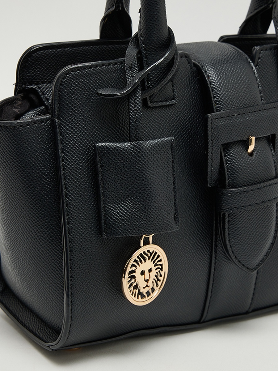 Textured Zippered Satchel Bag