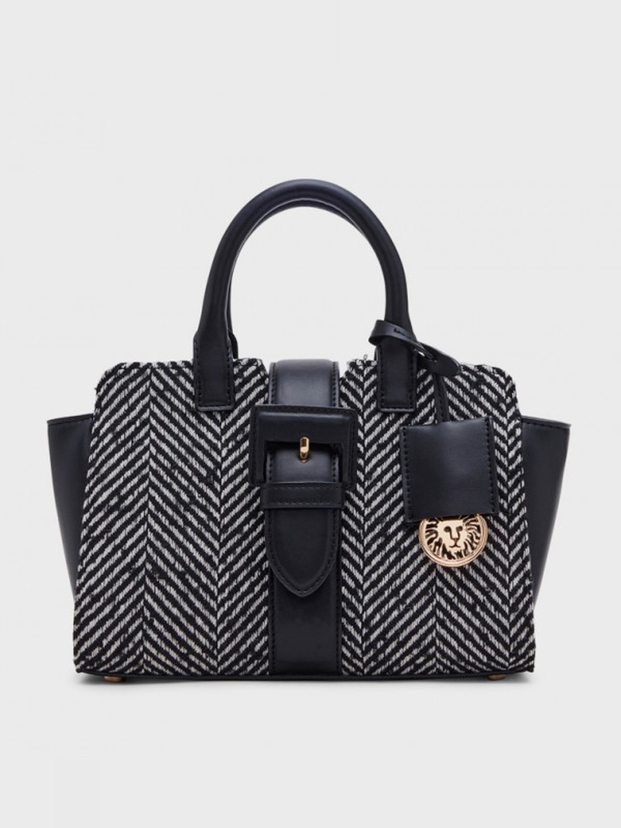 Patterned Buckle Detail Satchel Bag