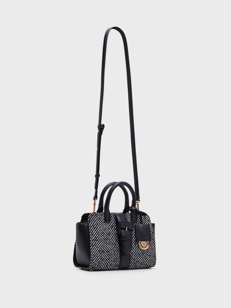 Patterned Buckle Detail Satchel Bag