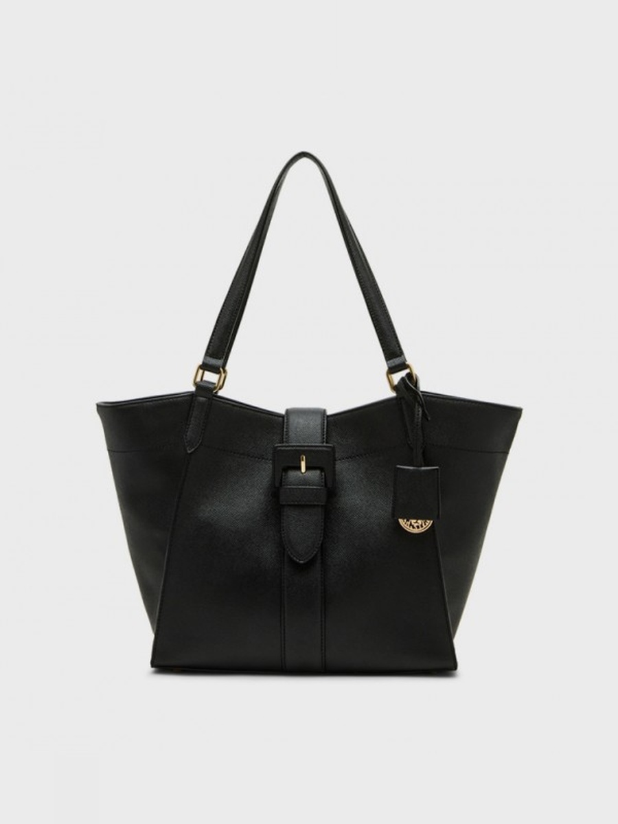 Textured Buckle Detail Tote Bag