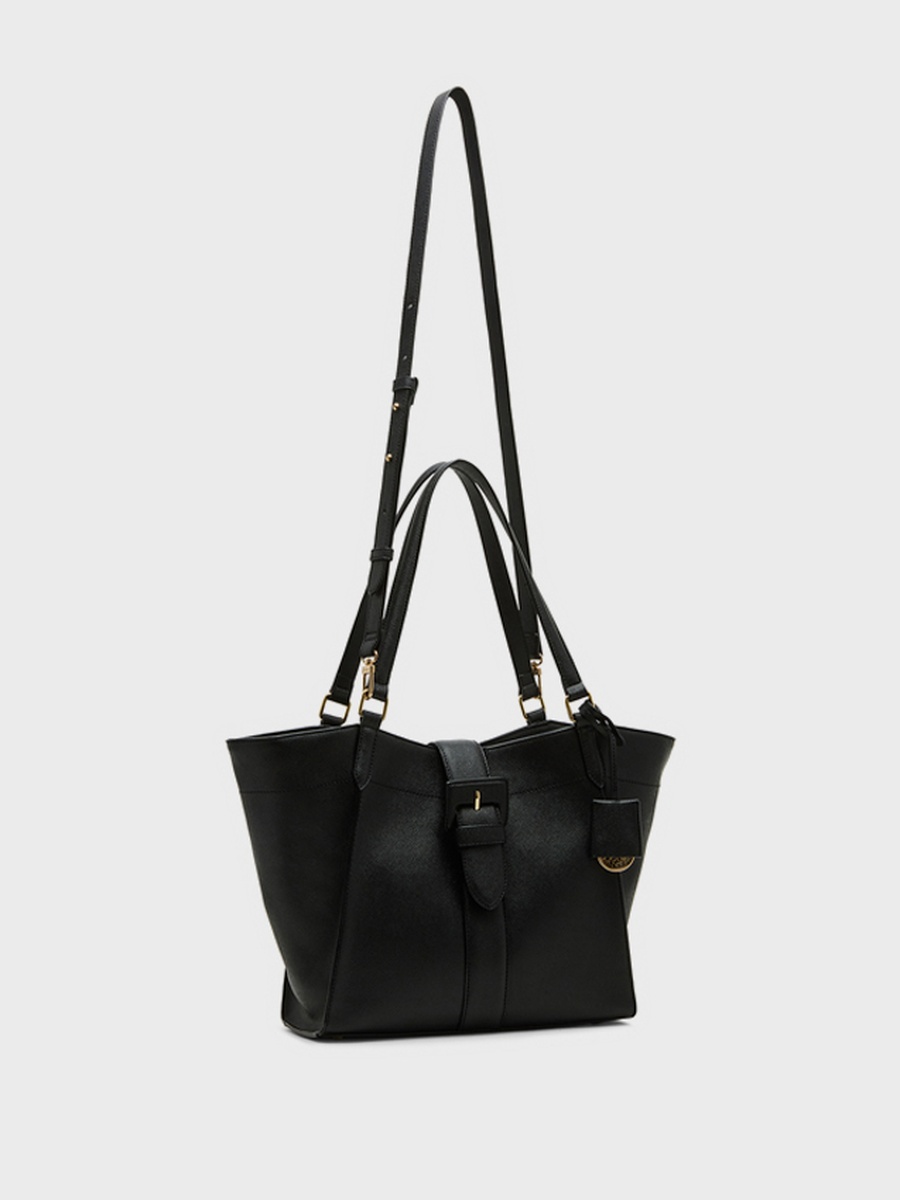 Textured Buckle Detail Tote Bag