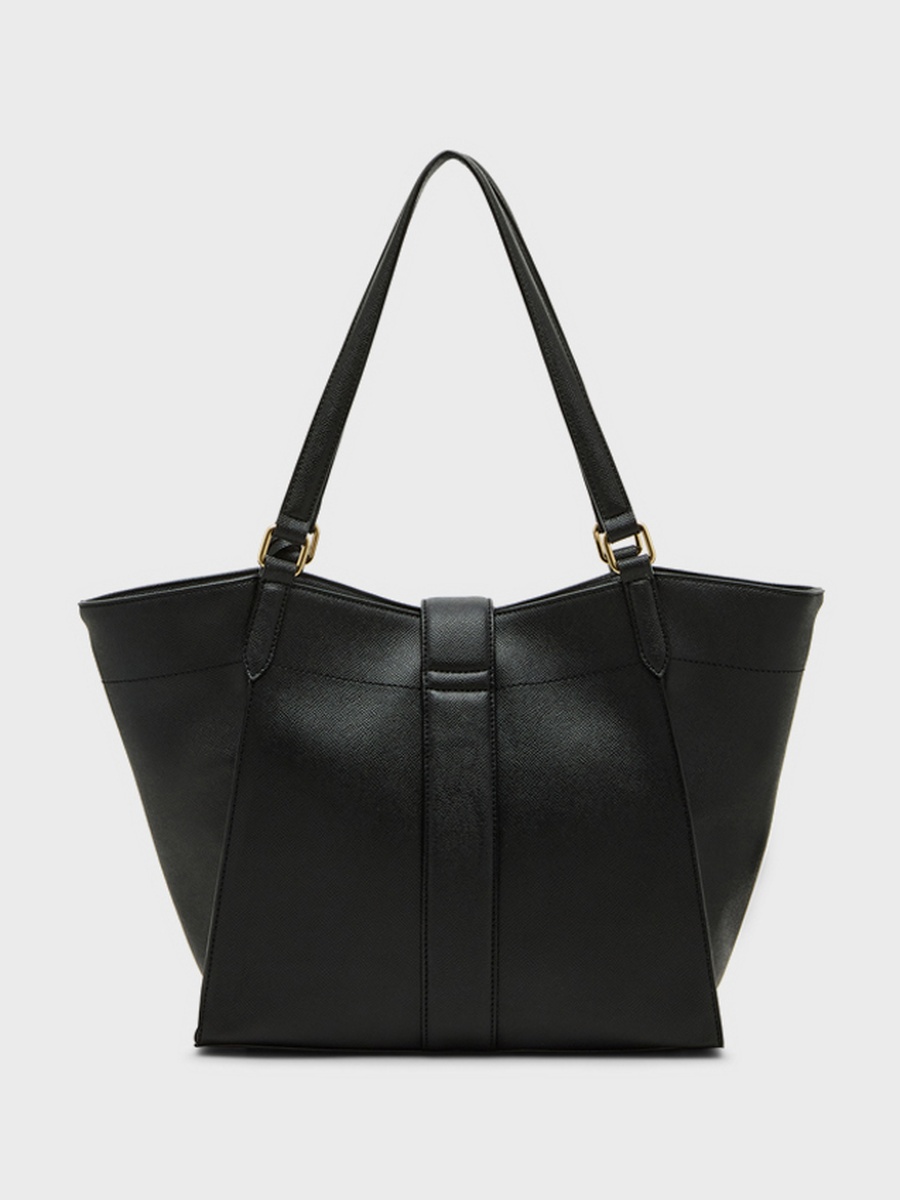 Textured Buckle Detail Tote Bag