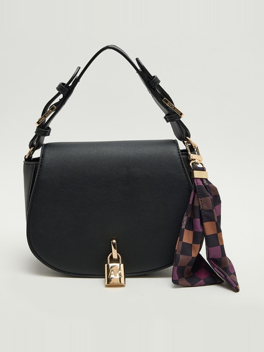 Logo Detail Scarf Detail Flap Shoulder Bag
