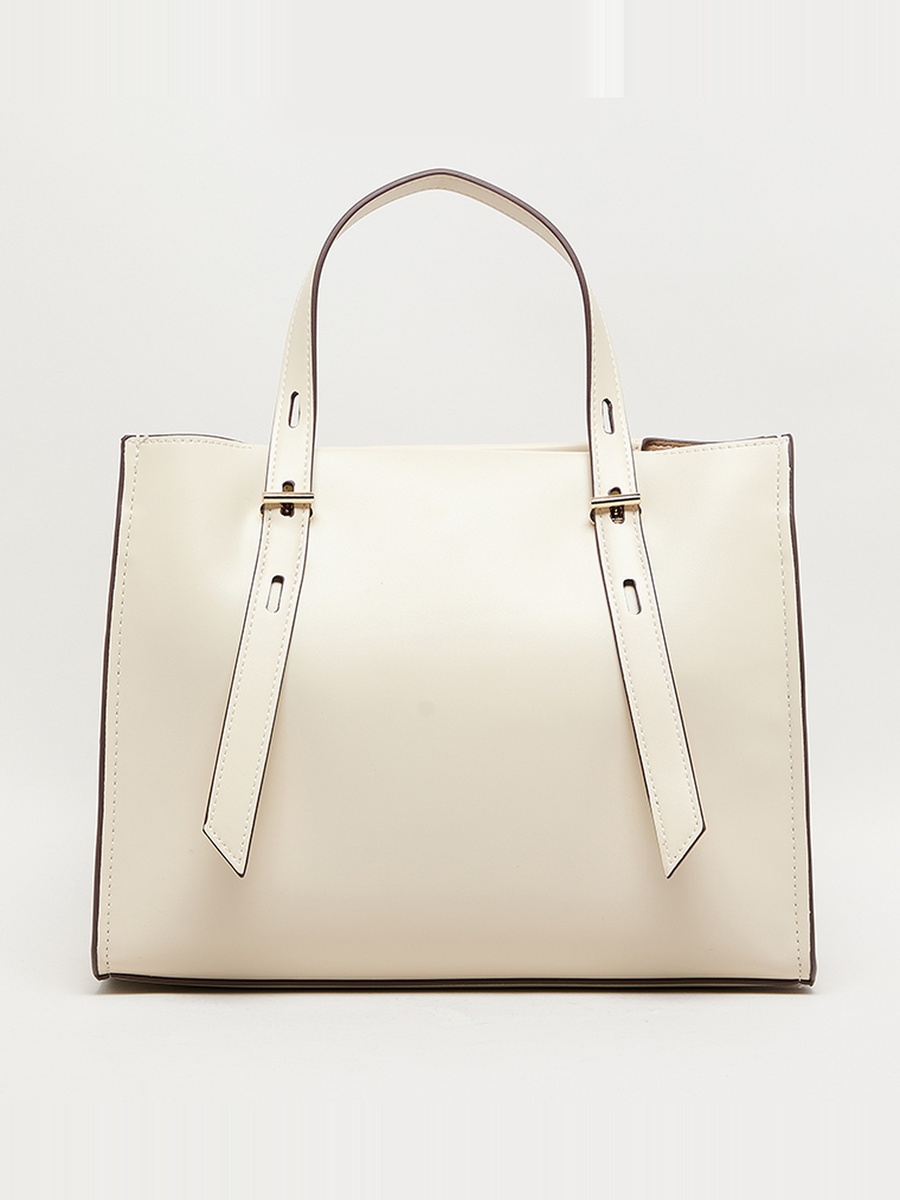 Monogram PU Zip Closure Tote Bag
