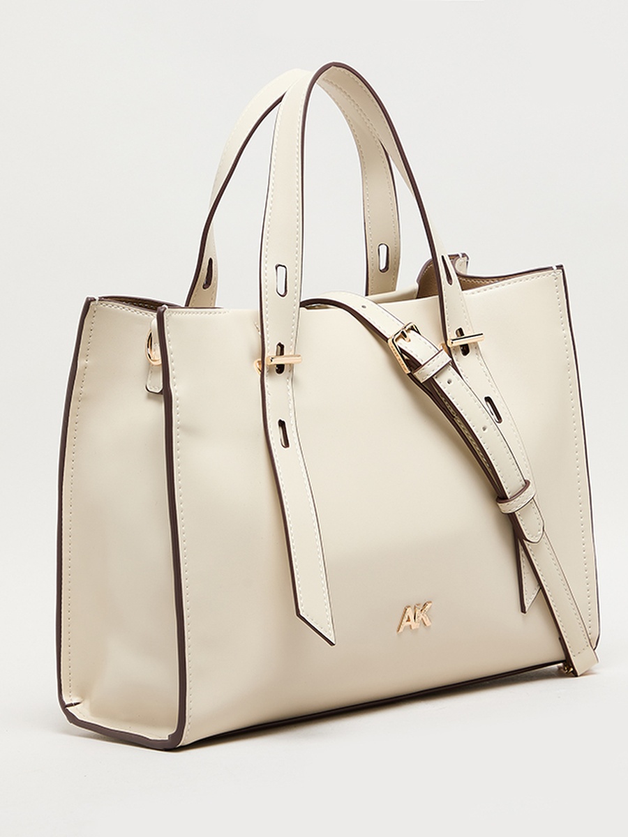 Monogram PU Zip Closure Tote Bag