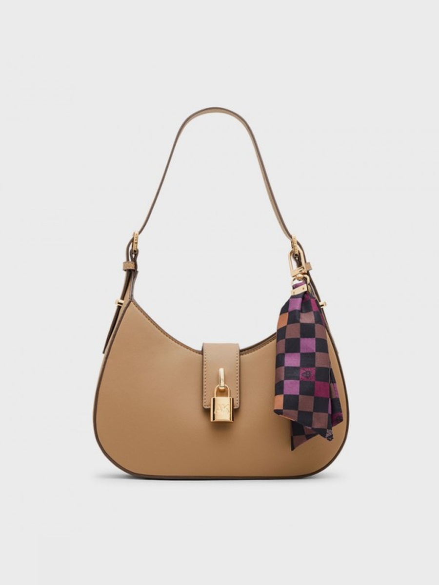 Scarf Detail Snap Shoulder Bag