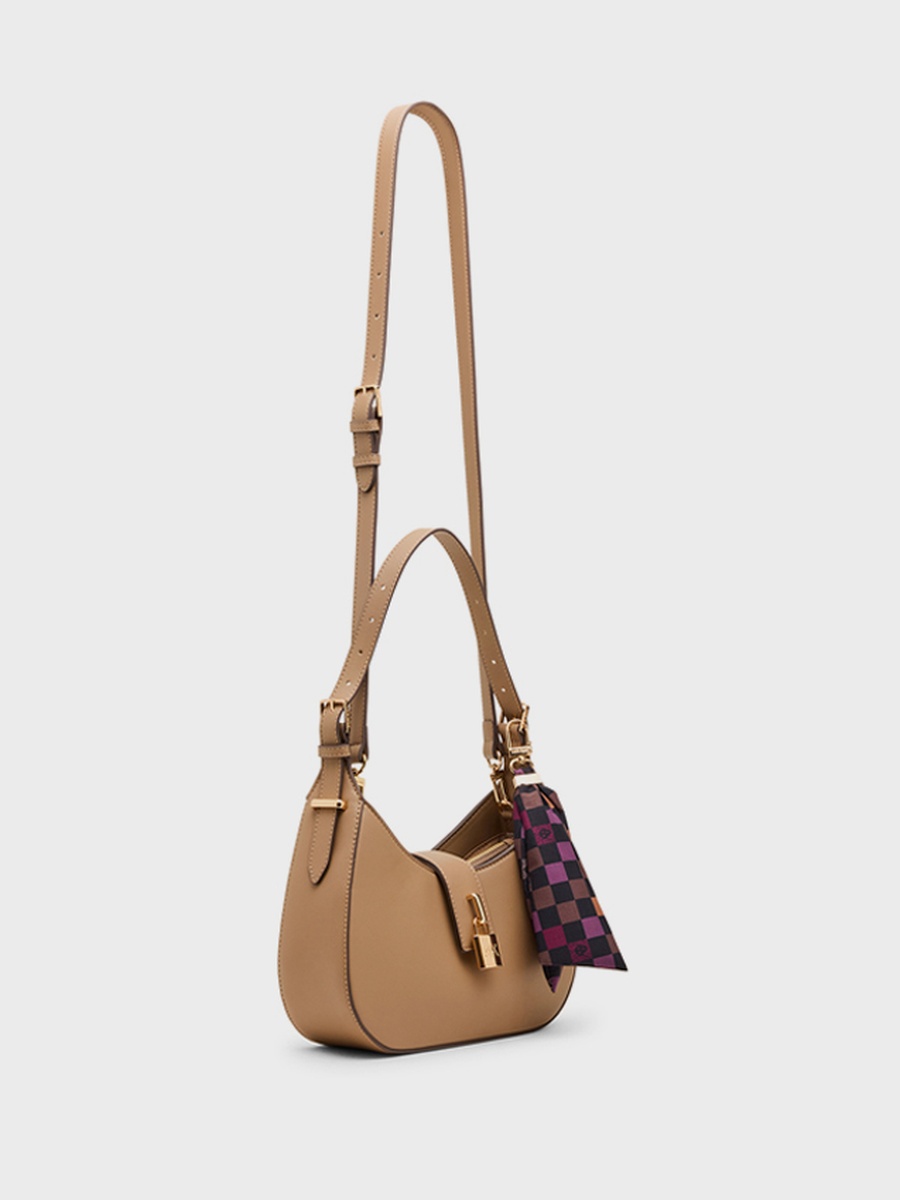 Scarf Detail Snap Shoulder Bag