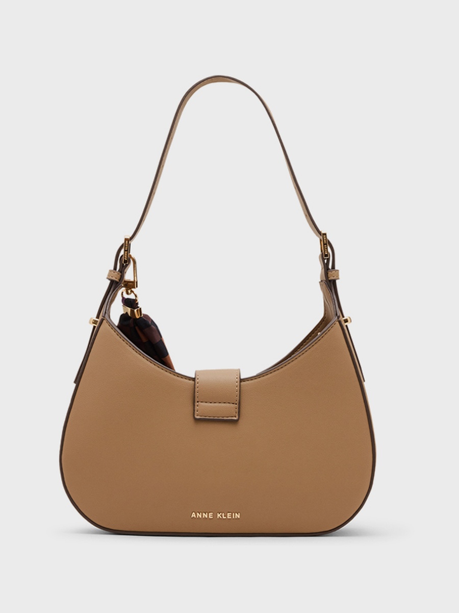 Scarf Detail Snap Shoulder Bag