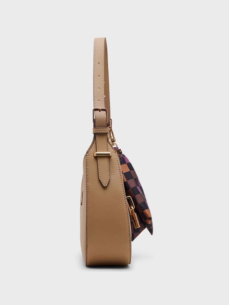 Scarf Detail Snap Shoulder Bag