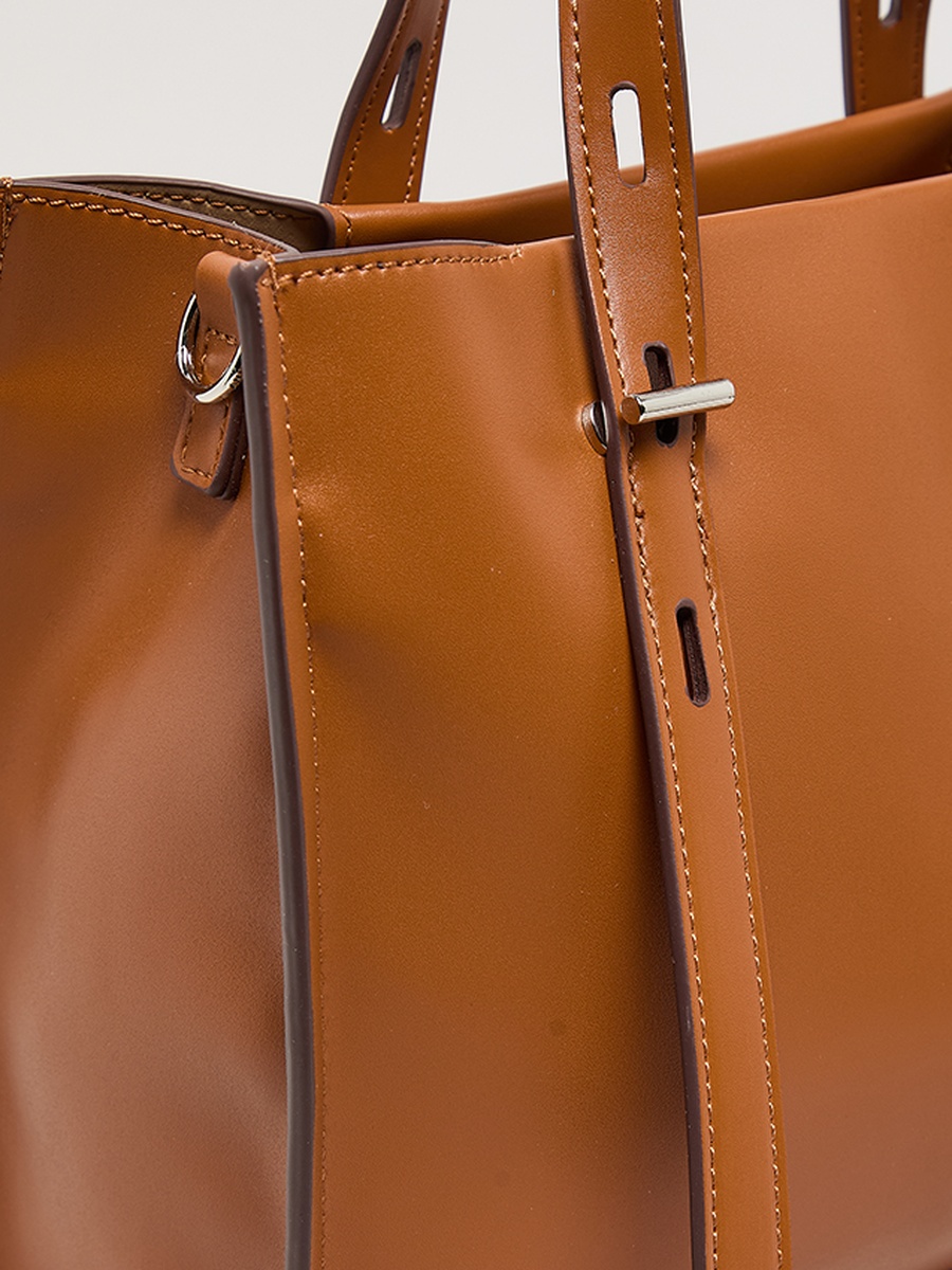Monogram PU Zip Closure Tote Bag