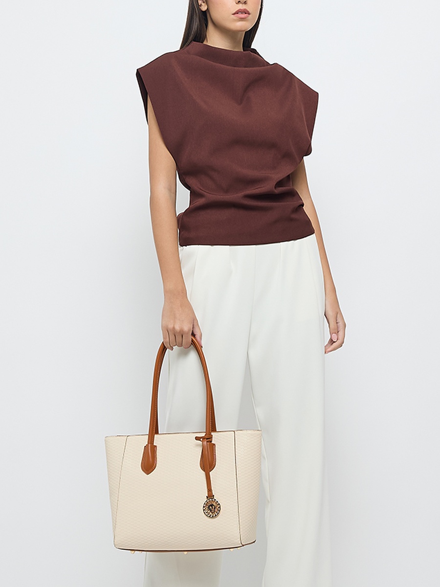 Textured PU Zip Closure Tote Bag