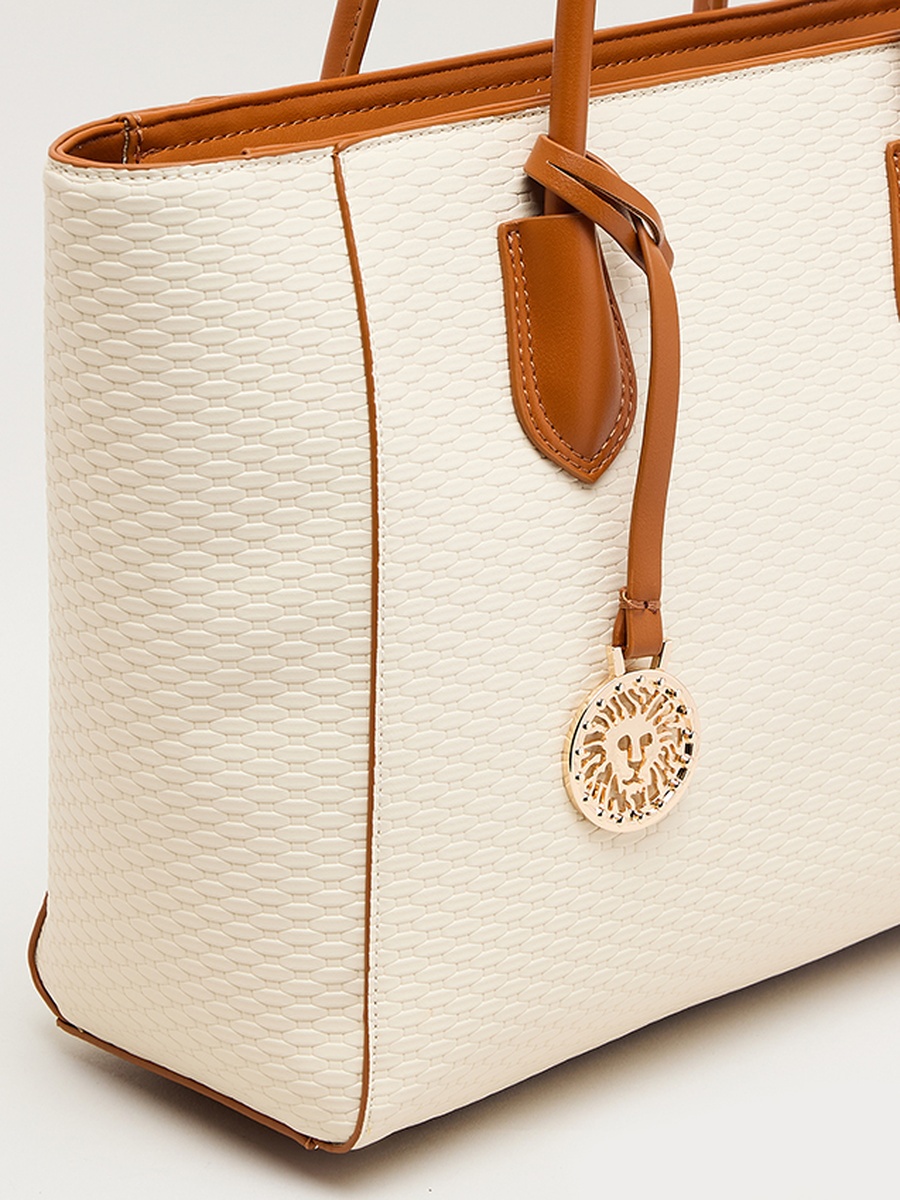 Textured PU Zip Closure Tote Bag
