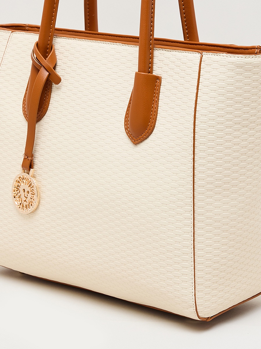 Textured PU Zip Closure Tote Bag