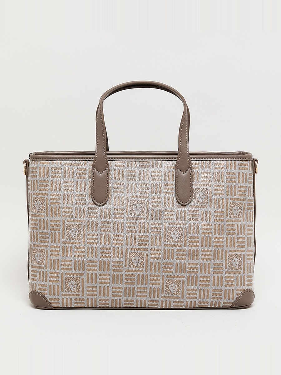 Patterned PU Front Pocket Tote Bag