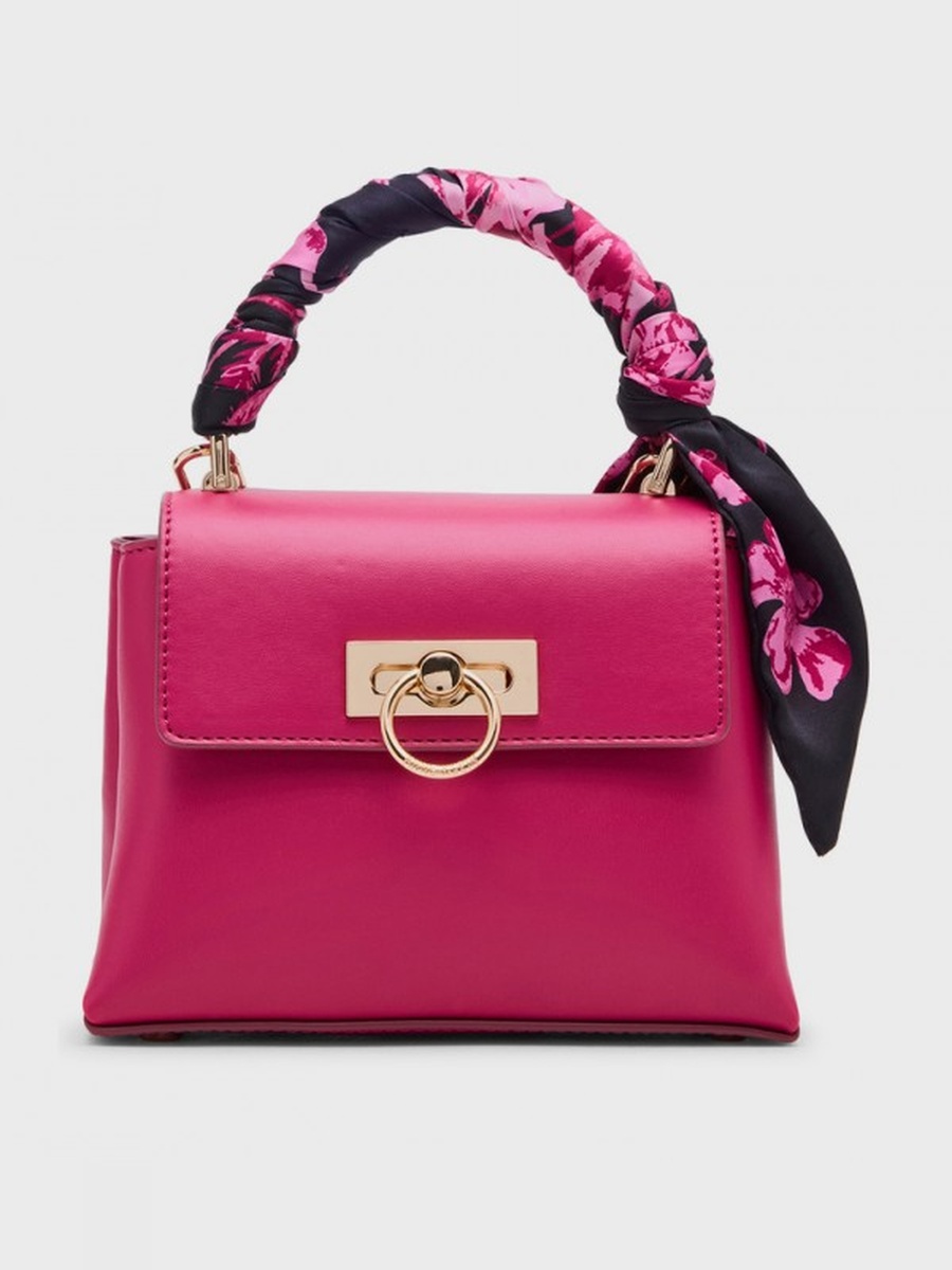 Textured Top Handle Bag with Scarf Detail