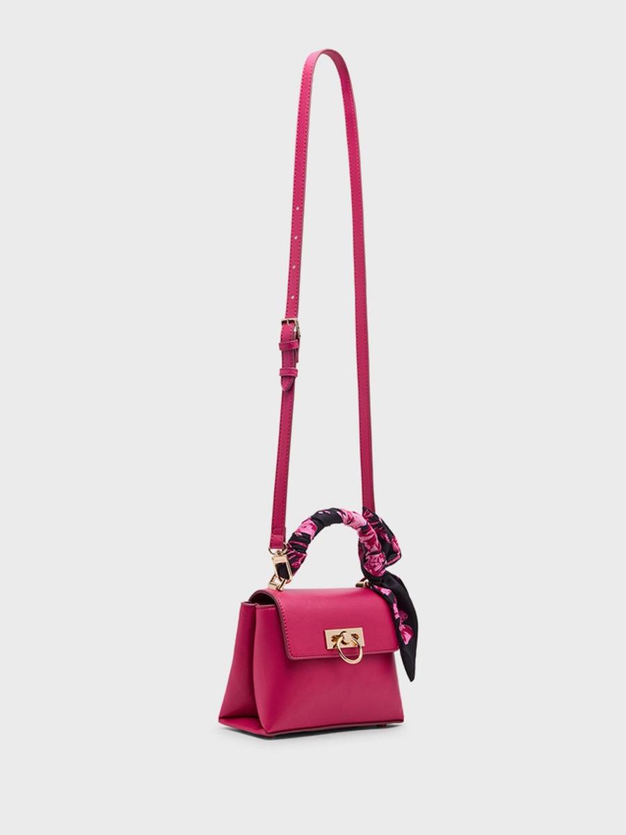 Textured Top Handle Bag with Scarf Detail