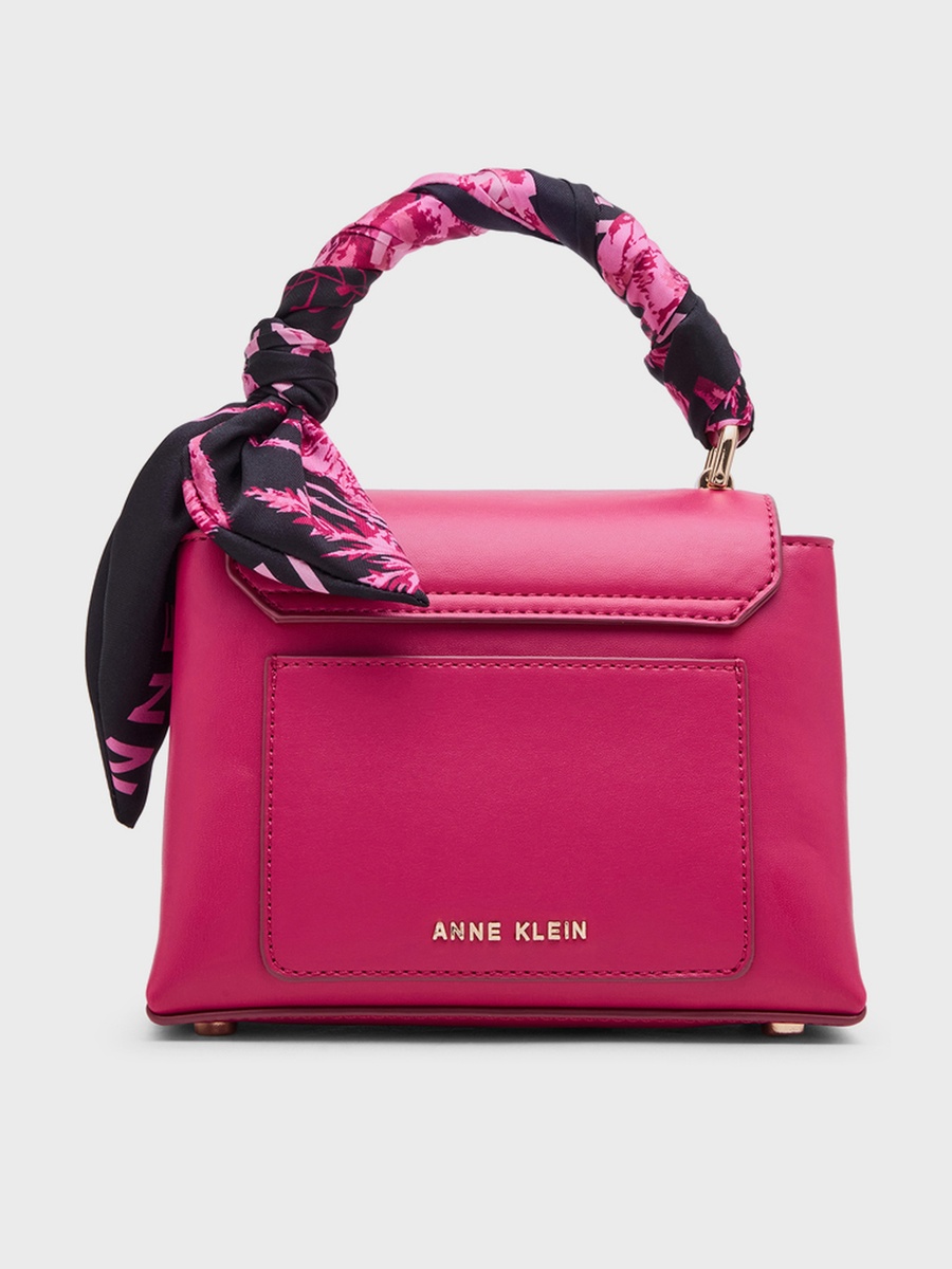 Textured Top Handle Bag with Scarf Detail