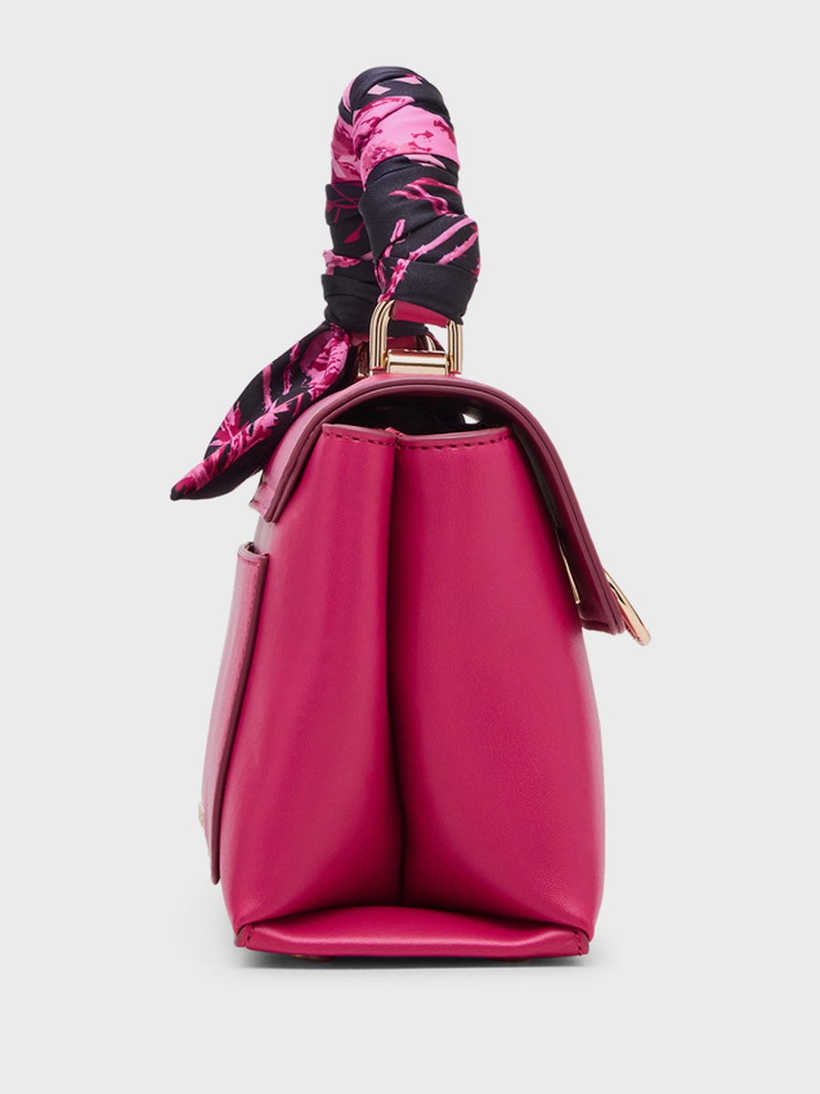 Textured Top Handle Bag with Scarf Detail